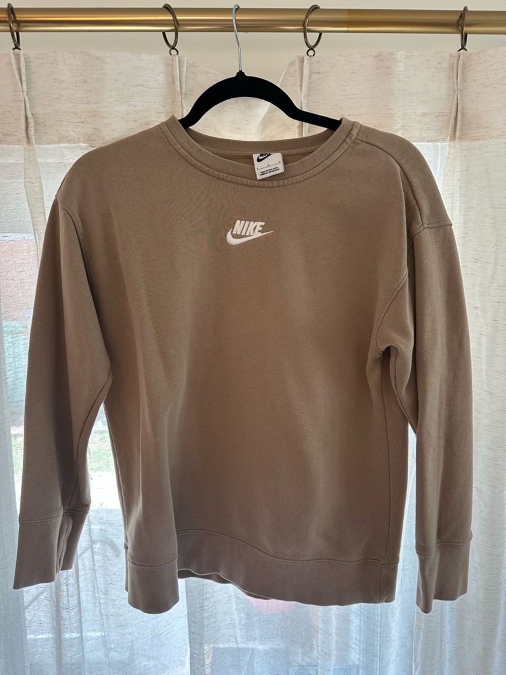 Nike Taupe Crewneck Sweatshirt with White Swoosh